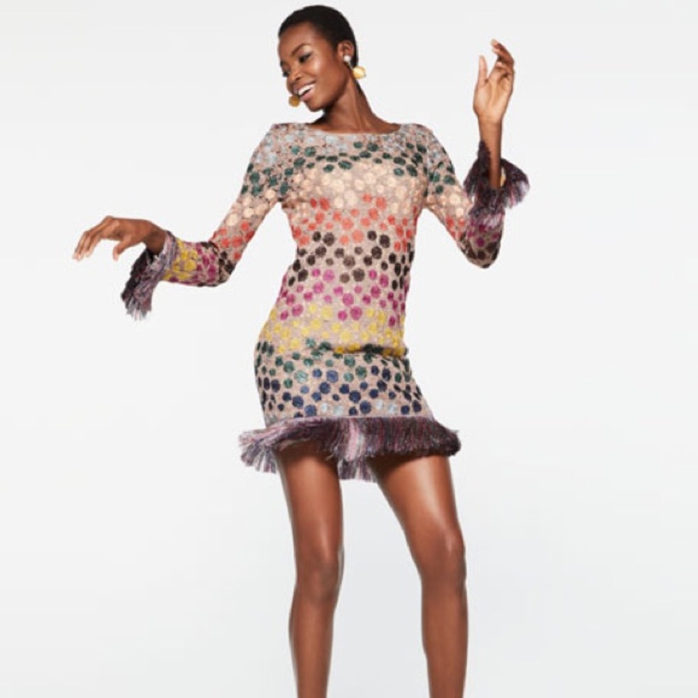 Missoni Long-Sleeve Lurex Polka-Dot Shift Dress